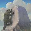 Ilustración de la leyenda india que explica la formación de Devils Tower / Hiking route Devils Tower 