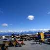 Solarium terrace at the foot of the Scex Rouge / Hiking route Switzerland. Visit to a glacier in Les Diablerets 