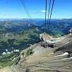 View of the middle cable car  station -Cabane des Diablerets- halfway to the Scex Rouge / Hiking route Switzerland. Visit to a glacier in Les Diablerets 