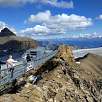 View of the 107 metre-long walkway over the Scex Rouge with the Oldenhorn (3,123 m) on the left / Hiking route Switzerland. Visit to a glacier in Les Diablerets 