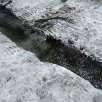 Water from the glacier / Hiking route Switzerland. Visit to a glacier in Les Diablerets 