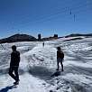We keep moving on the glacier dodging the biggest puddles / Hiking route Switzerland. Visit to a glacier in Les Diablerets 