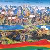 Map of the Interlaken (“interlakes”) area with Grindelwald on the left / Hiking route Switzerland. Family hiking at the foot of Eiger 