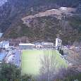 Going down overlooking the football pitch. 