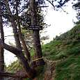 Access to the rappel -here it says 90 metres but the parking area sign post indicates 85 metres- 