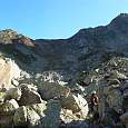Climbing on a scree 