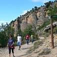 Walking surrounded by tall crags 