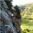 A slightly more exposed lateral section on the second part of the route 