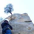 Exposed section with no overhang. The route starts to get exciting 
