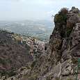 View of the 40 meter tibetan bridge from the end of via ferrata 
