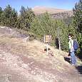 Sign posts to the parking area 