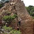 Crossing the Tibetan bridge of  Es Fijorn 