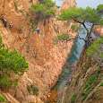 View of the Tibetan bridge from the start of the ferrata 