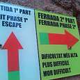 Signs before the Tibetan bridge –if we continue we