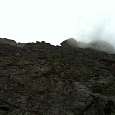 View of the wall and the via ferrata  -the end of the route is where the capsules are- 
