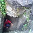 A section of the route passes through the interior of a cave 