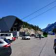 Parking lot and lower station of the Glacier 3000 cable car in Col du Pilon 