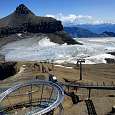 View of the glacier from the upper station. The Oldenhorn is on the left (3,123 m) 