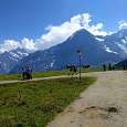 Beginning of the path next to the Männlichen mountain house -with Eiger and Monch in the background- 