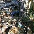 Surgencia bajo un árbol y escaleras cerca del nacimiento 