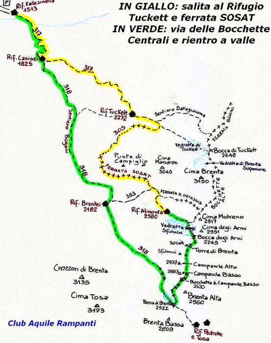 Croquis de senderos de la zona 
