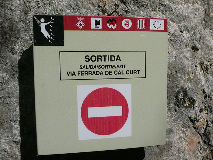 Indicador al final de la ferrata 