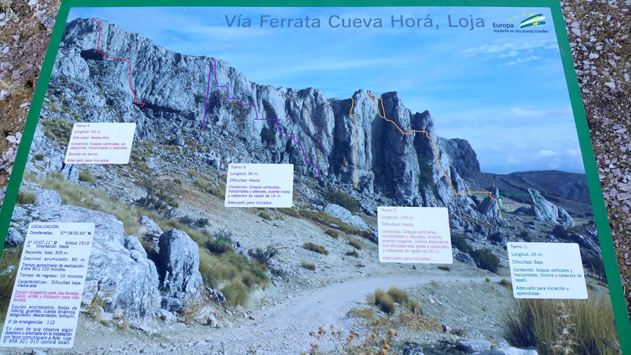 Plafón indicativo al inicio de la ferrata 