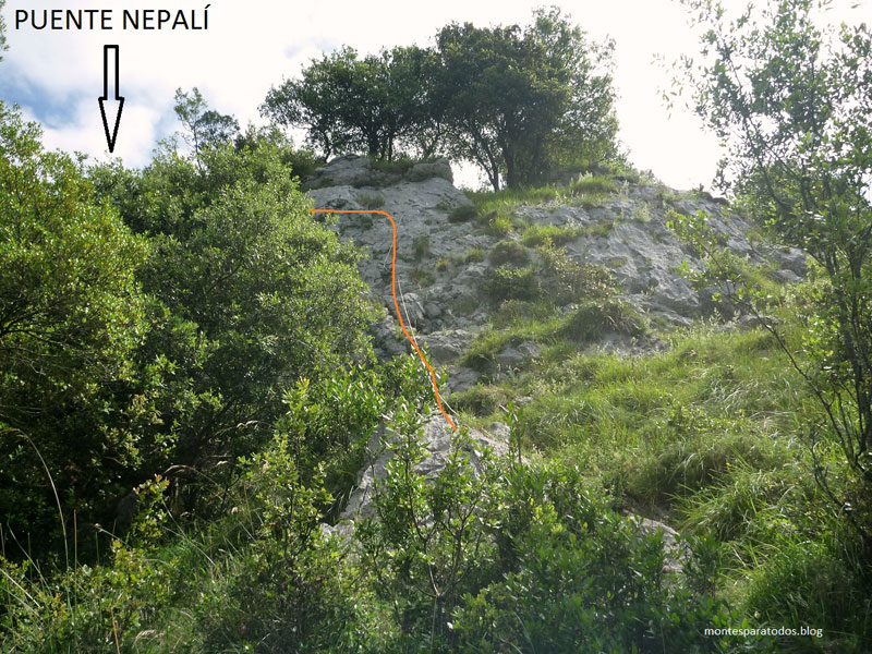 Resalte de acceso al puente nepalí 