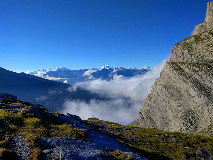 Camino de bajada a Leukerbad por el Gemmiweg 