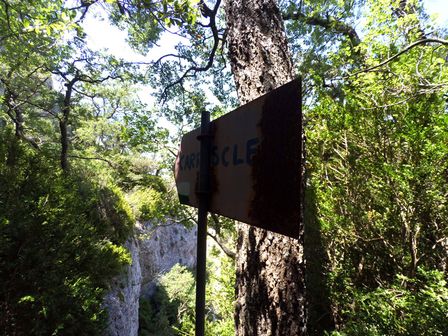Entrada del grau del Carrasclet desde arriba -indicado PR- 