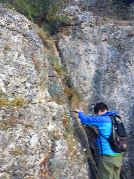 Saliendo de la vía ferrata de la Selva 