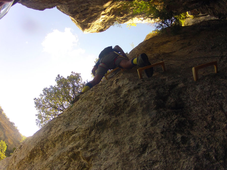 En el tramo de salida de la primera parte de la vía ferrata 