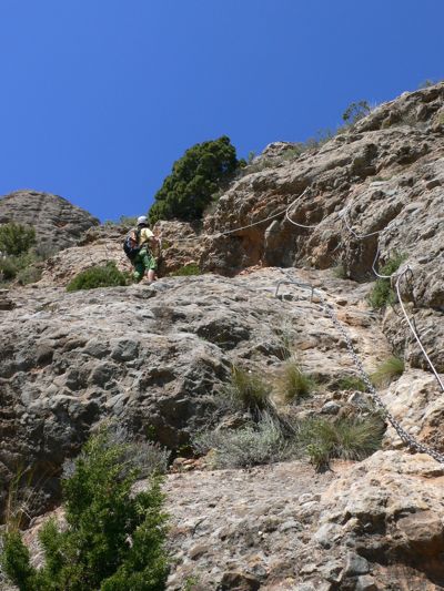 Tramo de salida de la ferrata de la Mora - Sur 