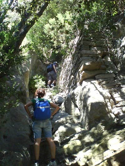Subiendo por las escaleras que nos devolverán al camino principal  