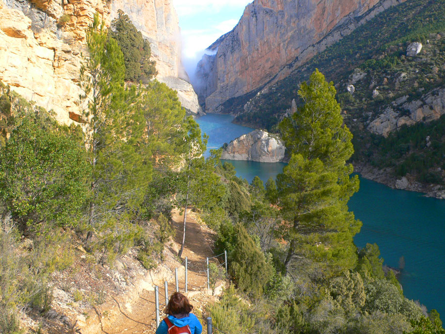 Vista del congost de Mont-rebei y el puente colgante 