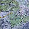 Croquis de la excursión -marcada en naranja- desde la i de información. El Lieselotte trail es la mitad de la bajada hasta Grindelwald / Ruta a pie Senderismo familiar al pie del Eiger | Suiza 
