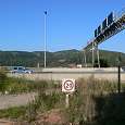 Indicador de PR a tocar de la autopista AP-2 