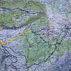 Croquis de la excursión -marcada en naranja- desde la i de información. El Lieselotte trail es la mitad de la bajada hasta Grindelwald / Ruta a pie Suiza. Senderismo familiar al pie del Eiger 