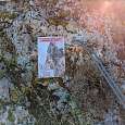 Cartel informativo del final de la vía ferrata 